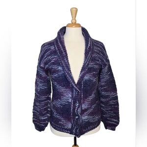 Homemade Knit CottageCore GrannyCore Cozy Layering Size XL Chunky Cardigan